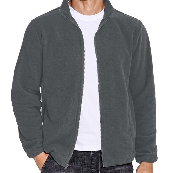 Men's Soft Polar Fleece Jacket Lightweight Full Zip Casual Outdoor Warm Coat